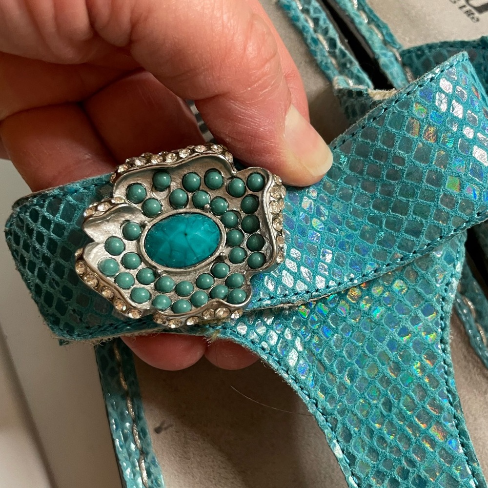 Alegria Carina turquoise aloha sandal, size 37 (7-7.5)